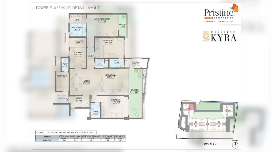 Pristine-KYRA-FLoor-Plan-3.5 BHK- 2025 Sqft